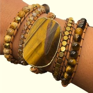 Brown Jasper Amethyst Wrap Bracelet